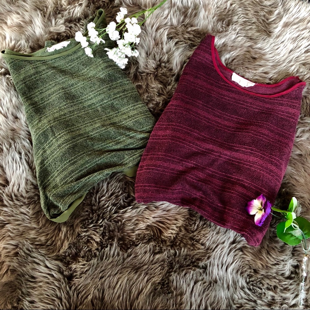 2 long sleeve open back shirts